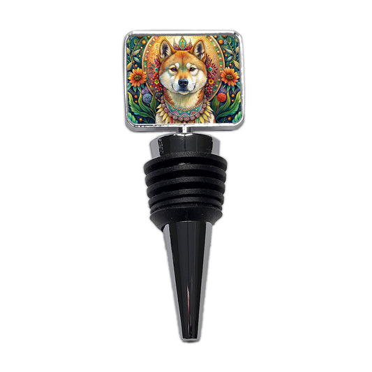 Akita Dog Bohemian Art Wine Bottle Stopper