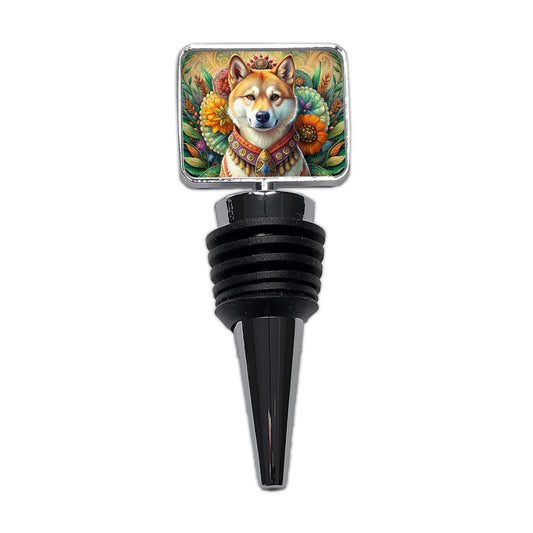 Akita Dog French Bohemian Art Wine Bottle Stopper