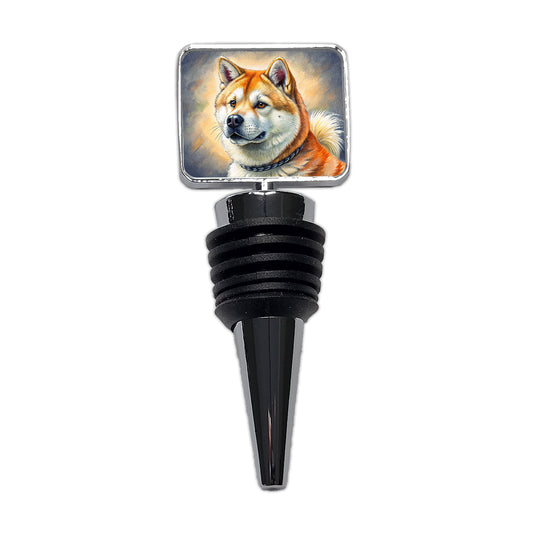 Akita Dog Illustration Wine Bottle Stopper