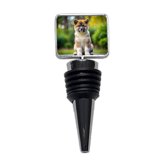 Akita Dog Puppy Photo Wine Bottle Stopper