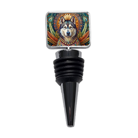 Alaskan Malamute Dog Bohemian Art Wine Bottle Stopper