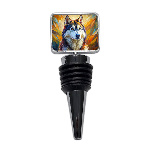 Alaskan Malamute Dog Expressionism Art Wine Bottle Stopper