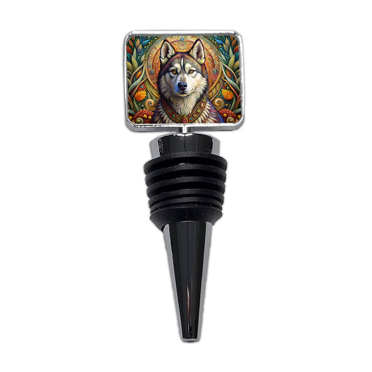 Alaskan Malamute Dog French Bohemian Art Wine Bottle Stopper
