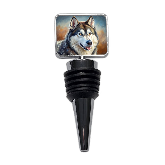 Alaskan Malamute Dog Illustration Wine Bottle Stopper