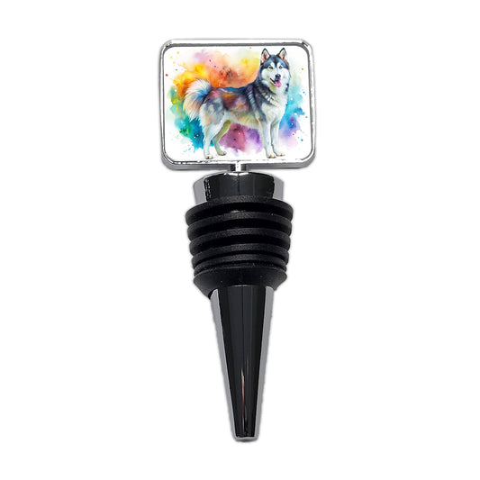 Alaskan Malamute Dog Watercolor Style Wine Bottle Stopper