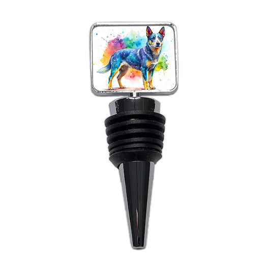 Australian Cattle Dog Watercolor Style Wine Bottle Stopper