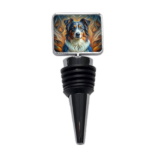 Australian Shepherd Dog Abstract Art Wine Bottle Stopper
