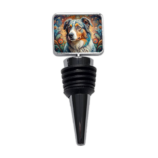 Australian Shepherd Dog Bohemian Art Wine Bottle Stopper