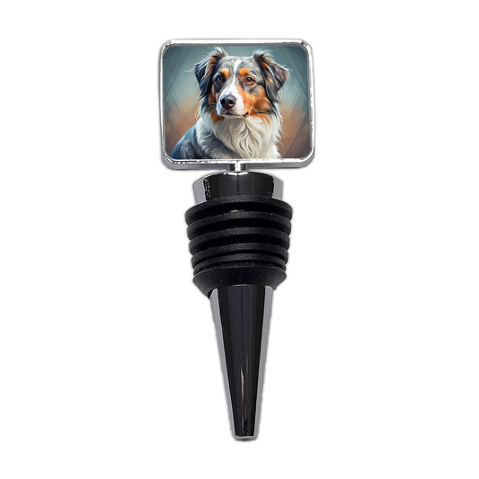 Australian Shepherd Dog Contemporary Art Wine Bottle Stopper