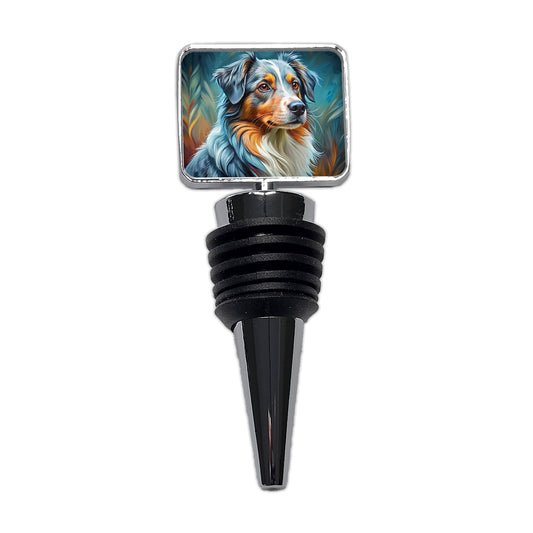 Australian Shepherd Dog Expressionism Art Wine Bottle Stopper