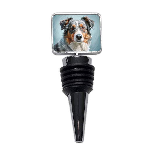 Australian Shepherd Dog Illustration Wine Bottle Stopper