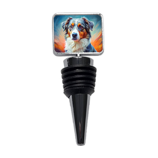 Australian Shepherd Dog Pop Art Wine Bottle Stopper