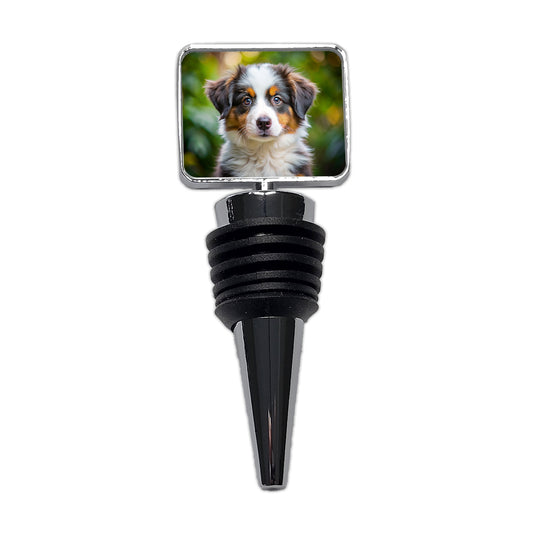 Australian Shepherd Dog Puppy Photo Wine Bottle Stopper