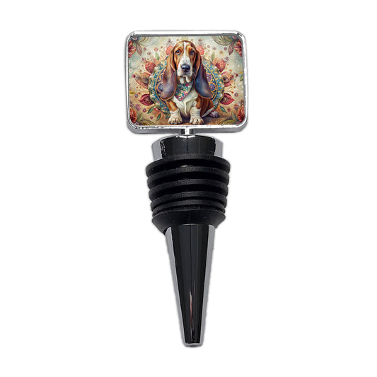 Basset Hound Dog French Bohemian Art Wine Bottle Stopper