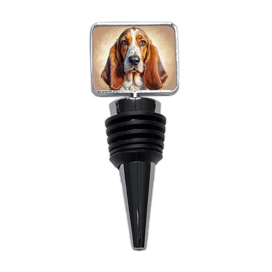 Basset Hound Dog Illustration Wine Bottle Stopper