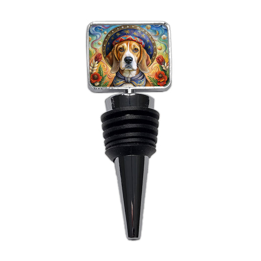 Beagle Dog French Bohemian Art Wine Bottle Stopper