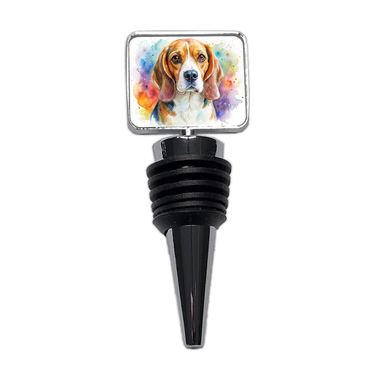 Beagle Dog Watercolor Style Wine Bottle Stopper