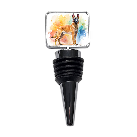 Belgian Malinois Dog Watercolor Style Wine Bottle Stopper