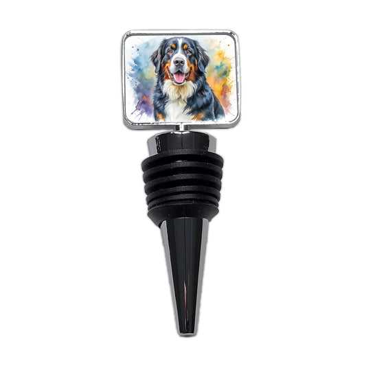 Bernese Mountain Dog Watercolor Style Wine Bottle Stopper