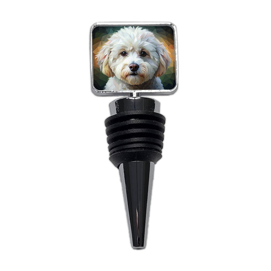 Bichon Frise Dog Abstract Stylized Art Wine Bottle Stopper