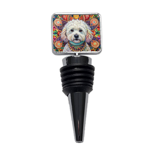 Bichon Frise Dog Bohemian Art Wine Bottle Stopper