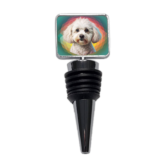 Bichon Frise Dog Contemporary Art Wine Bottle Stopper