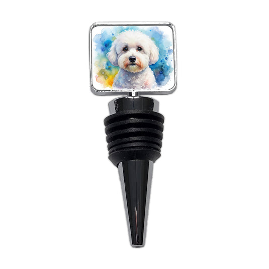 Bichon Frise Dog Watercolor Style Wine Bottle Stopper