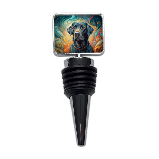 Black Labrador Retriever Dog Abstract Art Wine Bottle Stopper