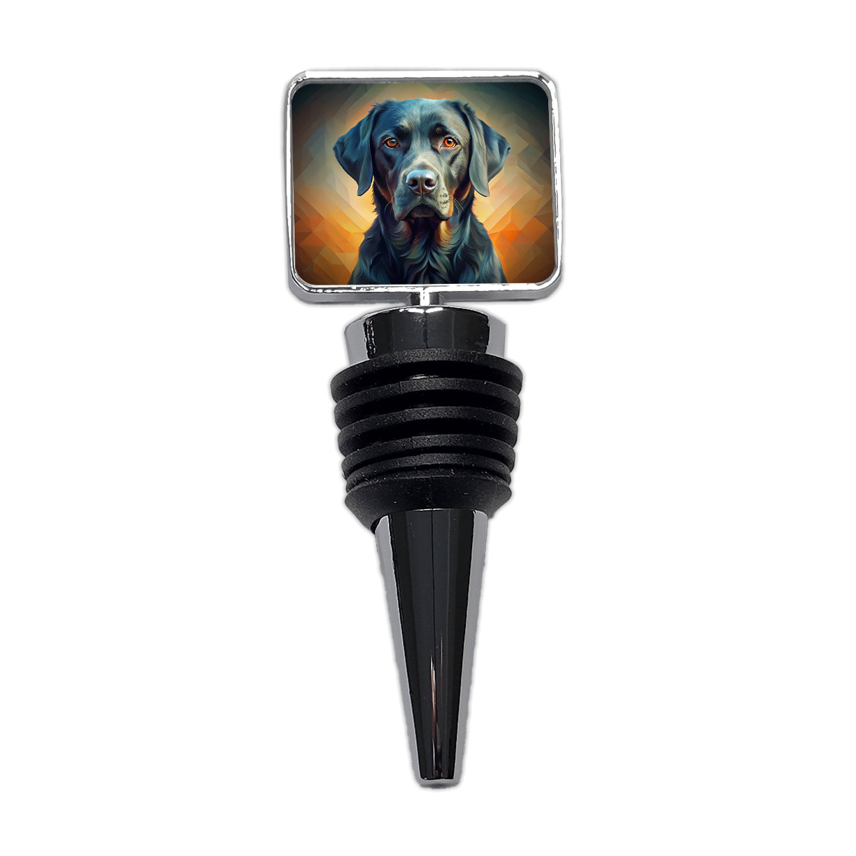 Black Labrador Retriever Dog Abstract Stylized Art Wine Bottle Stopper
