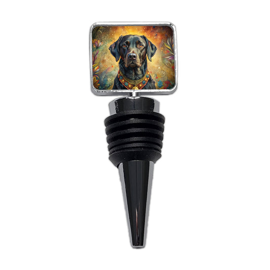 Black Labrador Retriever Dog Bohemian Art Wine Bottle Stopper