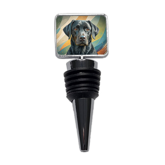 Black Labrador Retriever Dog Contemporary Art Wine Bottle Stopper