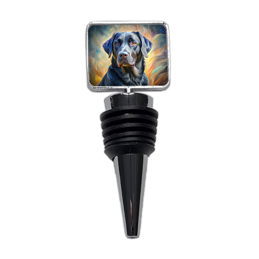 Black Labrador Retriever Dog Expressionism Art Wine Bottle Stopper