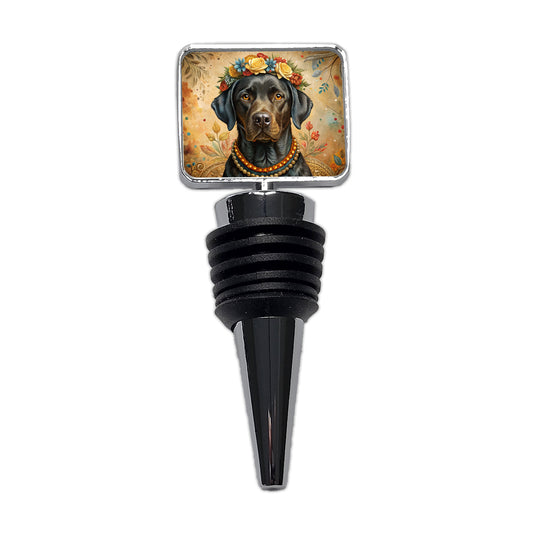 Black Labrador Retriever Dog French Bohemian Art Wine Bottle Stopper