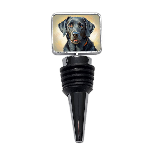 Black Labrador Retriever Dog Illustration Wine Bottle Stopper