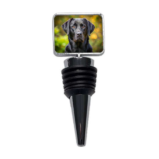 Black Labrador Retriever Dog Photo Wine Bottle Stopper