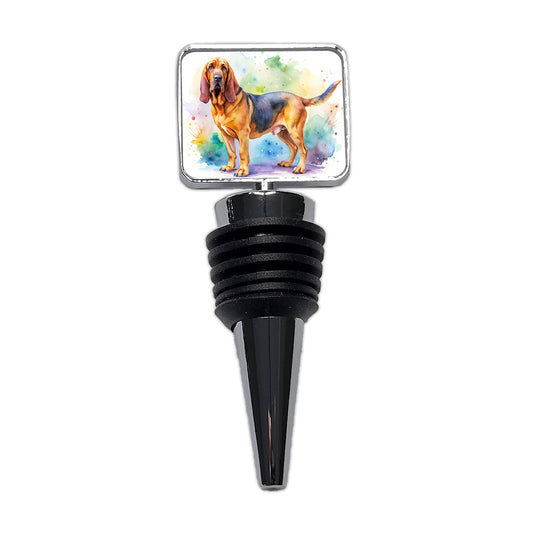 Bloodhound Dog Watercolor Style Wine Bottle Stopper