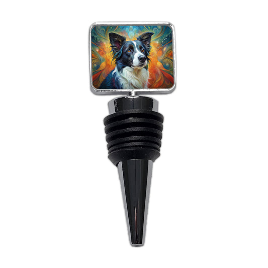 Border Collie Dog Abstract Art Wine Bottle Stopper