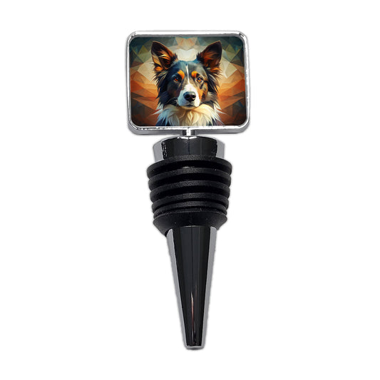 Border Collie Dog Abstract Stylized Art Wine Bottle Stopper