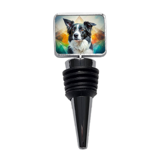 Border Collie Dog Contemporary Art Wine Bottle Stopper