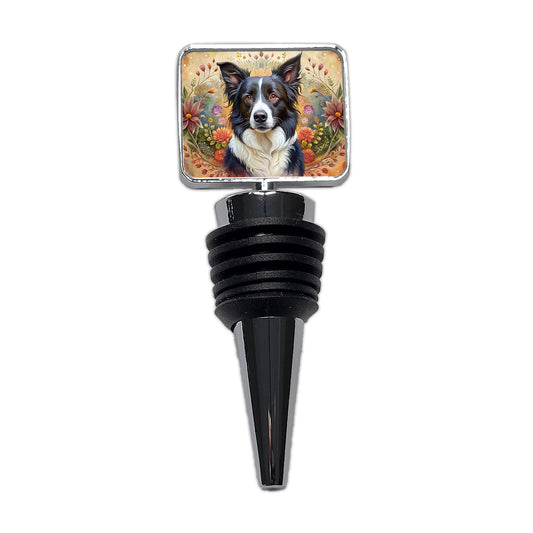 Border Collie Dog French Bohemian Art Wine Bottle Stopper