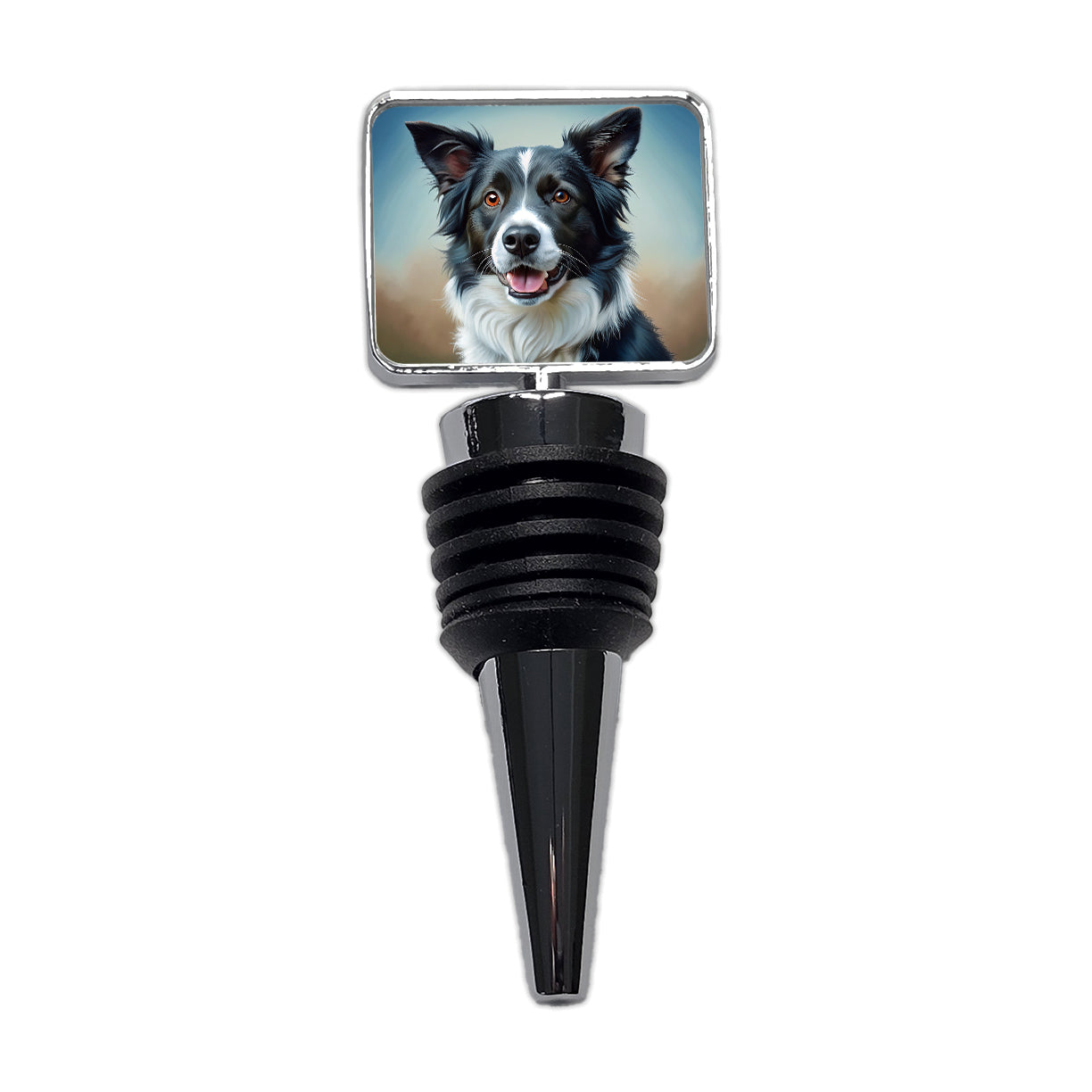 Border Collie Dog Illustration Wine Bottle Stopper