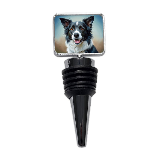 Border Collie Dog Illustration Wine Bottle Stopper