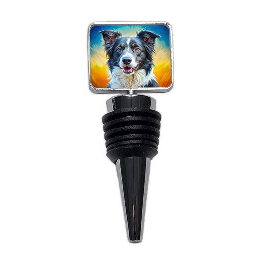 Border Collie Dog Pop Art Wine Bottle Stopper
