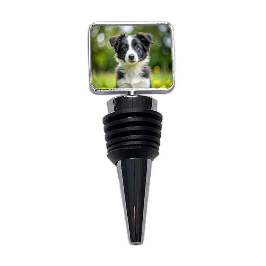 Border Collie Dog Puppy Photo Wine Bottle Stopper