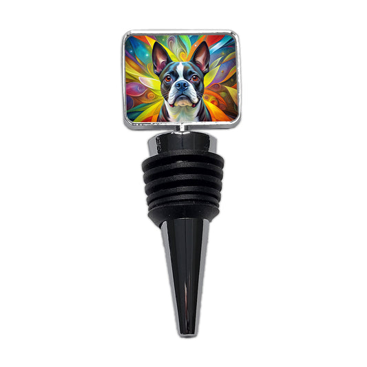 Boston Terrier Dog Abstract Art Wine Bottle Stopper
