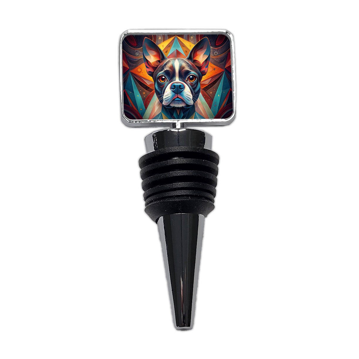 Boston Terrier Dog Abstract Stylized Art Wine Bottle Stopper