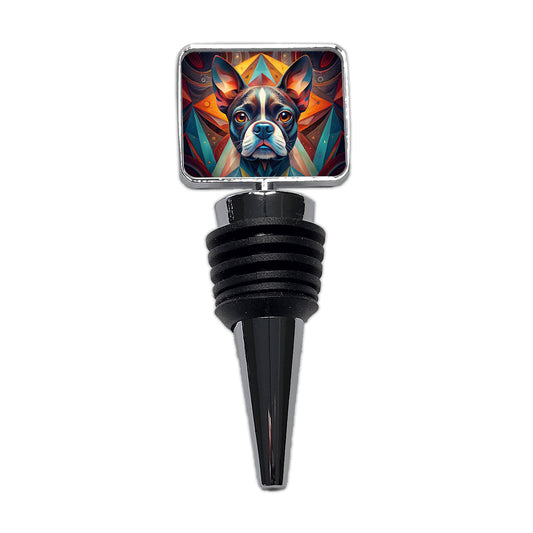 Boston Terrier Dog Abstract Stylized Art Wine Bottle Stopper