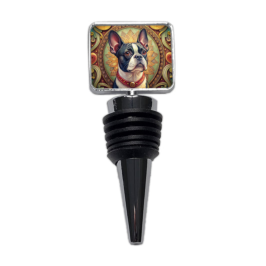 Boston Terrier Dog Art Nouveau Wine Bottle Stopper