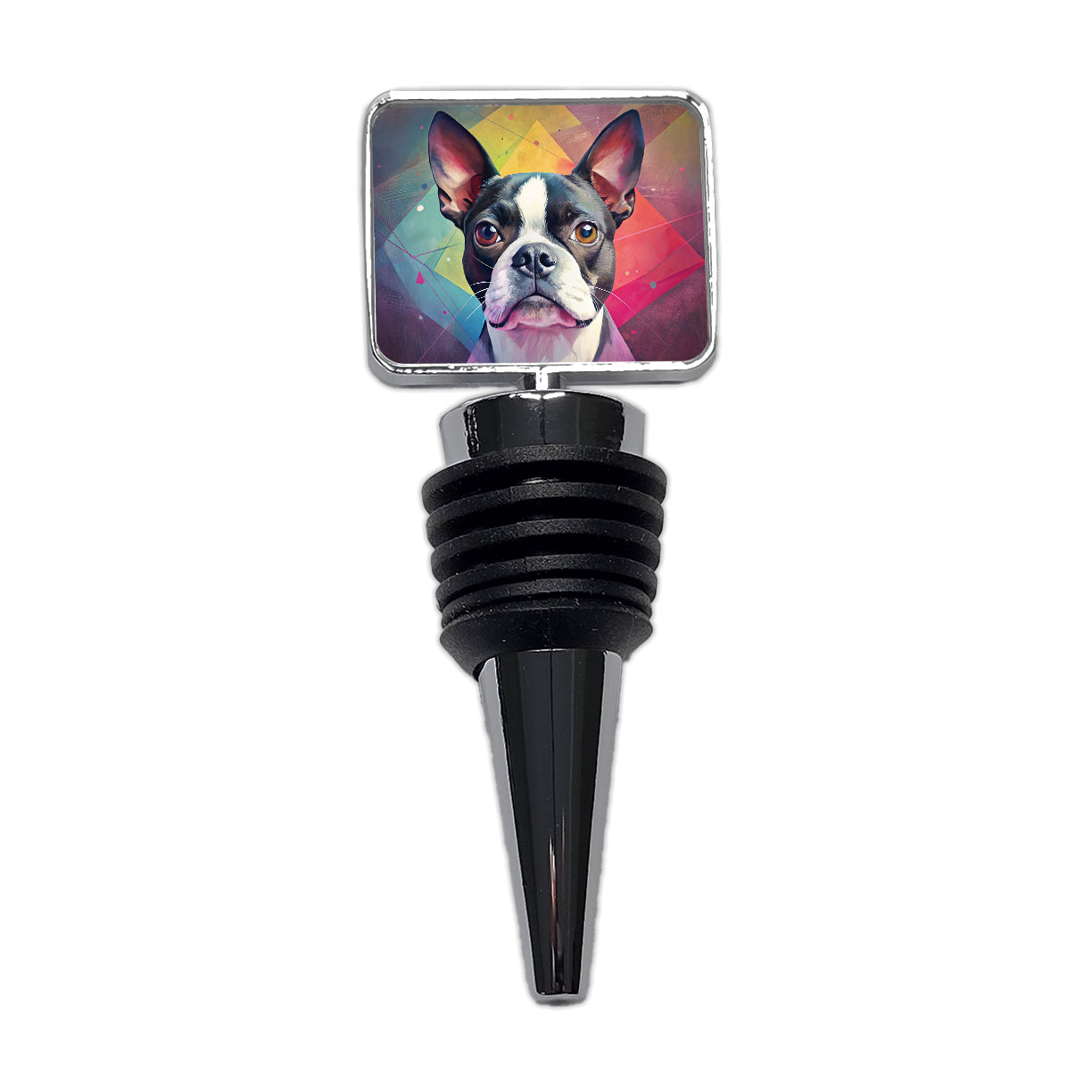 Boston Terrier Dog Contemporary Art Wine Bottle Stopper