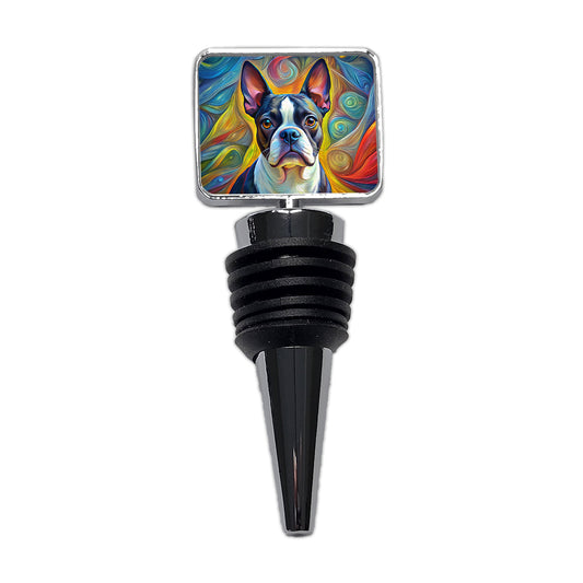 Boston Terrier Dog Expressionism Art Wine Bottle Stopper